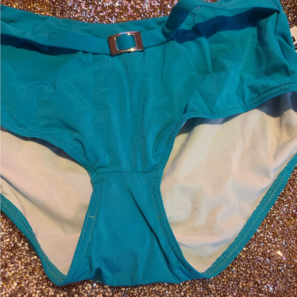 Teal Bikini Bottom with Buckle Detail